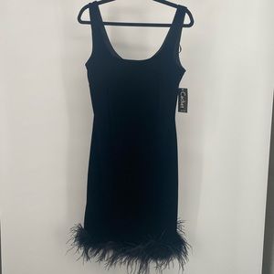 Cachet Vintage  Cachet black velvet marabou dress Ostrich feathers size 12 NWOT